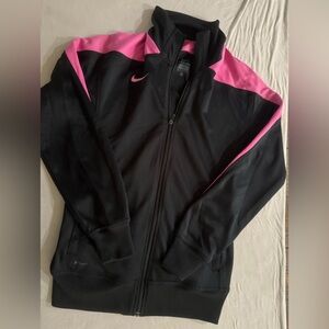 Nike Black and Pink Bomber Jacket Lightweight Athletic Design
